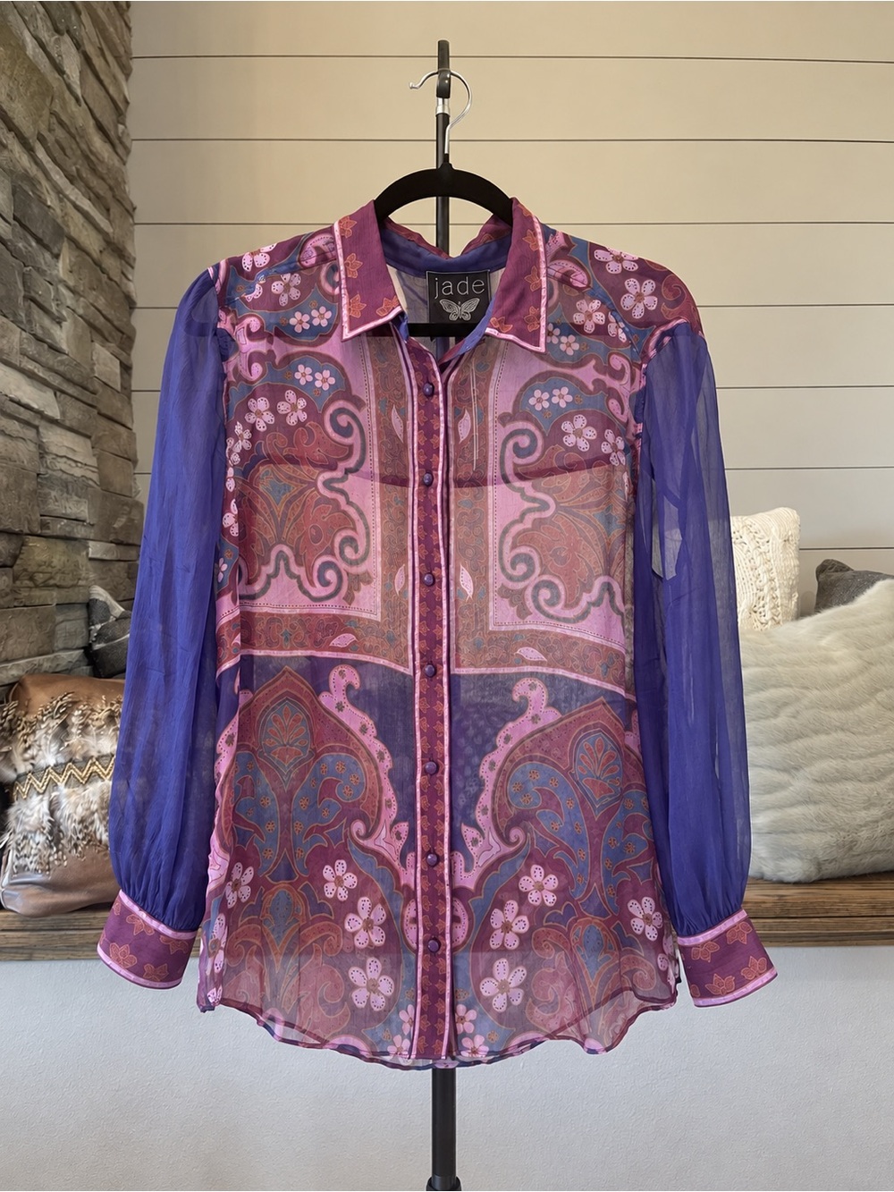 NWT Johnny Was Jade Itzel Silk Shirt Size S